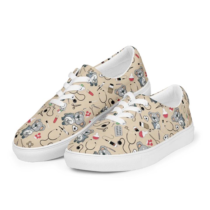 Cute Medical Koala Lace-up Canvas Shoes (Tan) product image (1)