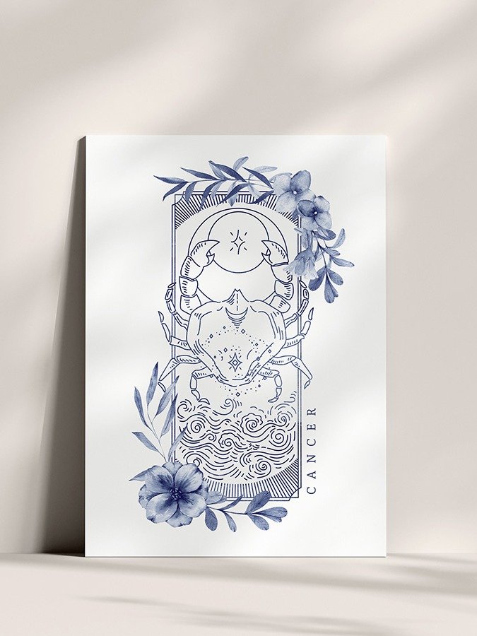 Cancer Blue Line Art Zodiac Print product image (3)