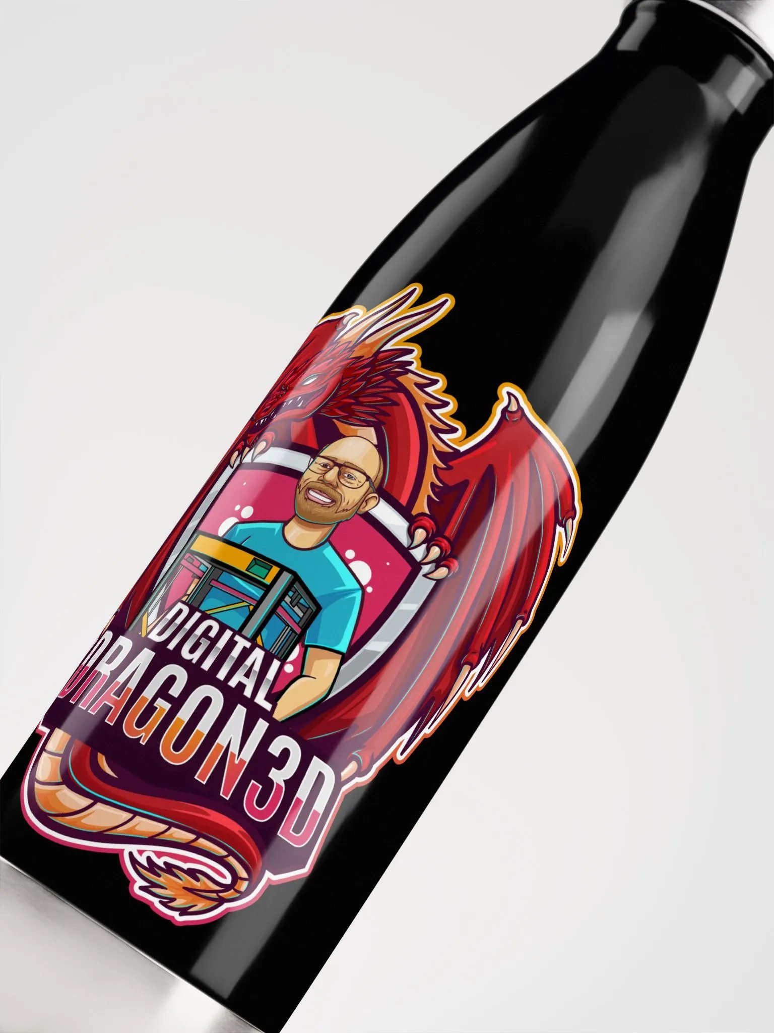 Digital Dragon 3D Water Bottle (Dark Mode) product image (5)