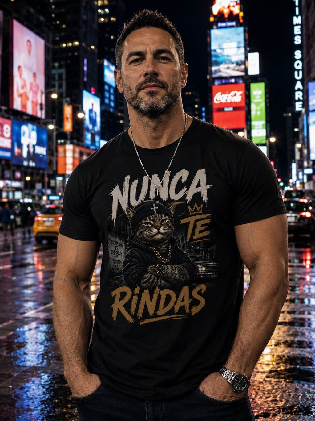Camiseta Nunca Te Rindas – Diseño Urbano Streetwear de Gato Gangster Motivacional product image (2)