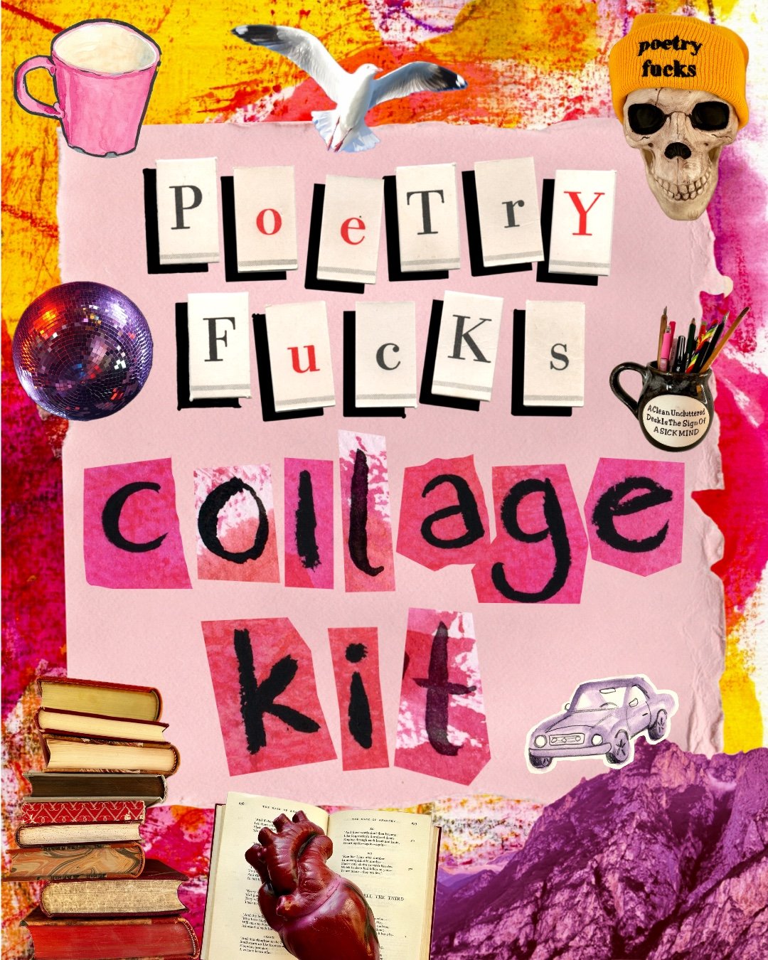 poetry fucks digital collage kit product image (1)