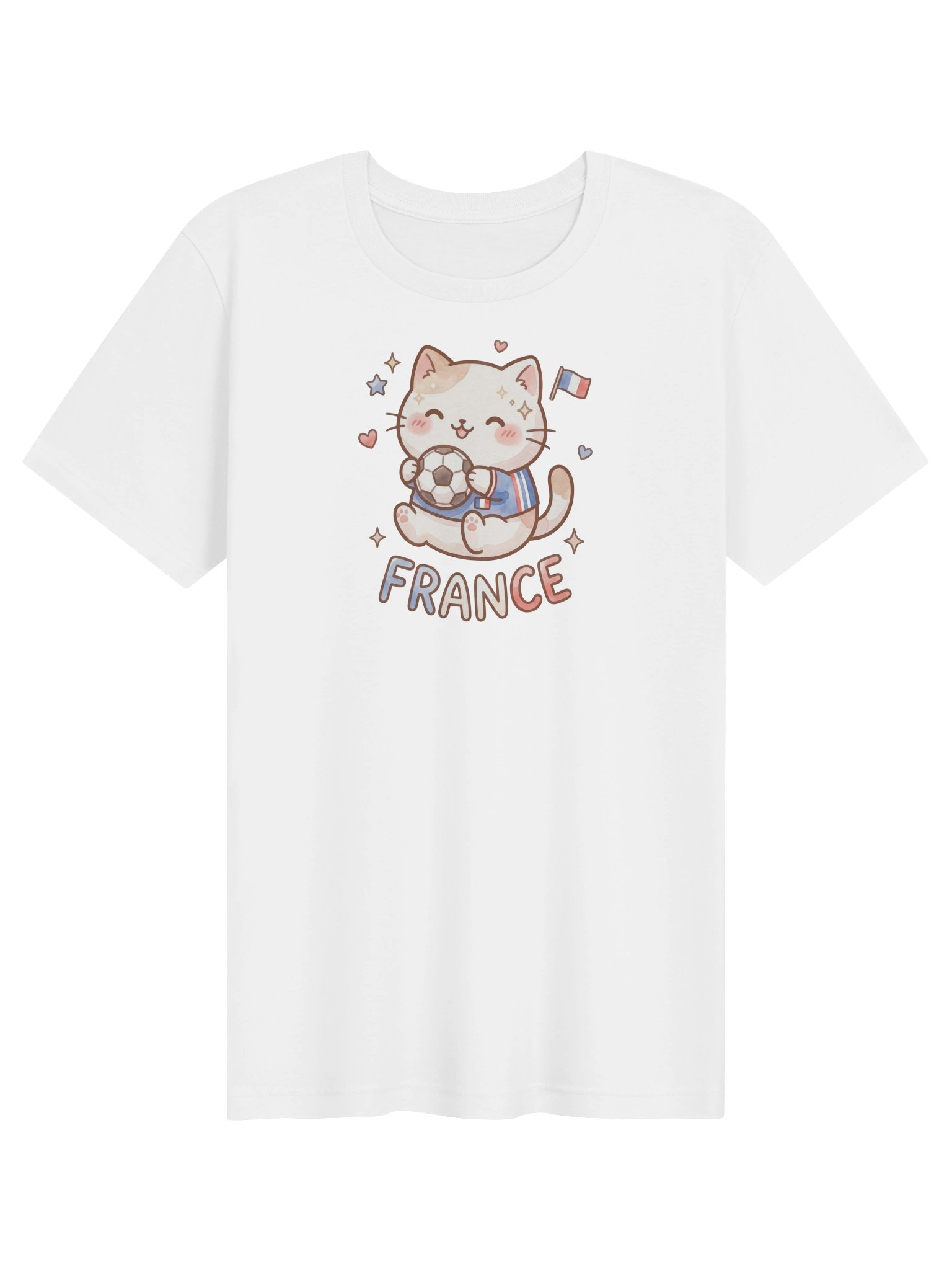 France Soccer Cat Shirt, Cute France Fan Tee, Kawaii Football Supporter T-Shirt product image (1)