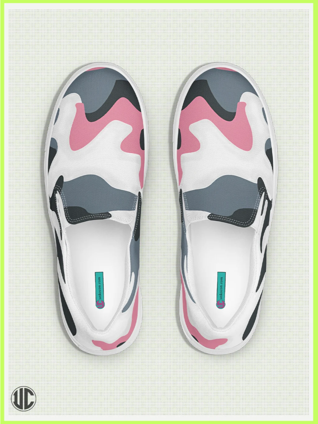UnkoCon – Bubblegum Pink Urban Camo Women’s Slip-On Shoes product image (1)
