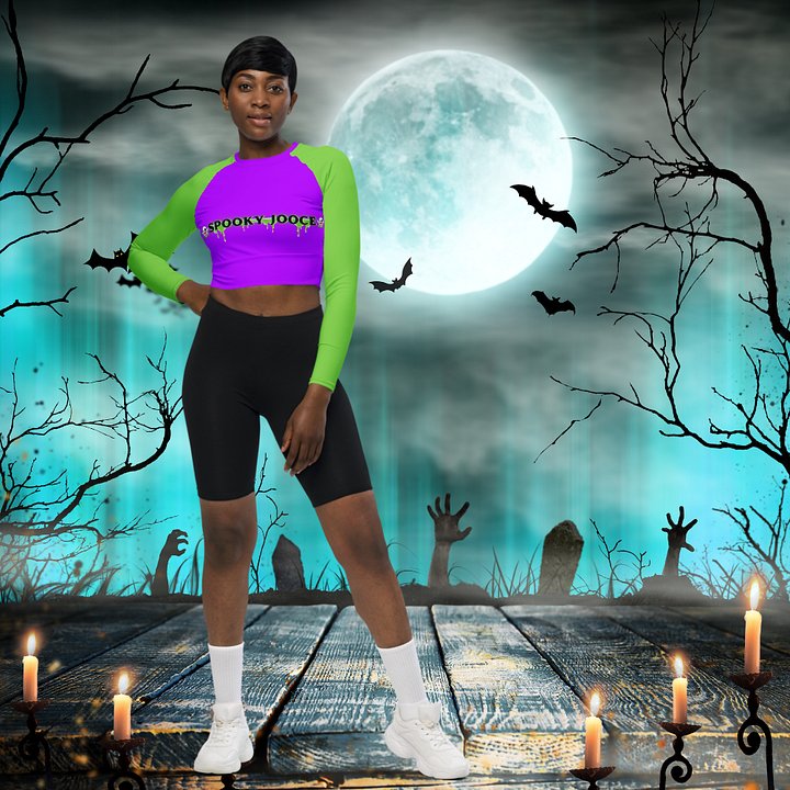 SPOOKY JOOCE Long Sleeve Crop Top - Purple/Green product image (1)