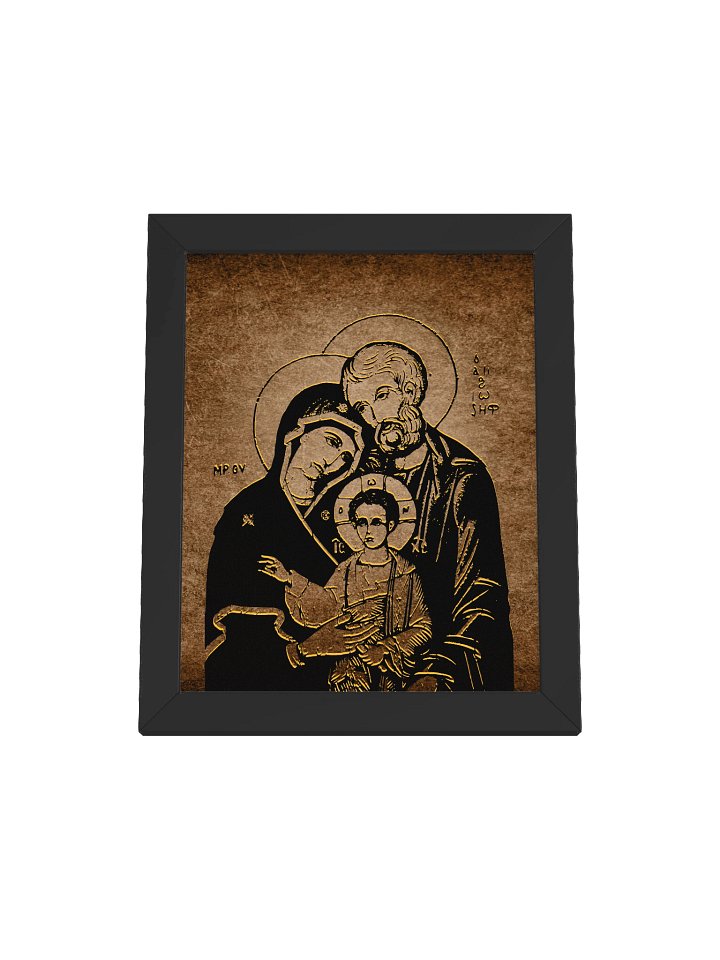 Holy Family Orthodox Icon – Divine Embrace Framed Matte Poster, Catholic Spiritual Wall Art Decor product image (1)