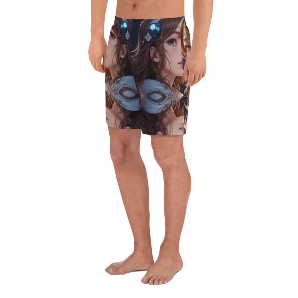 556-Anime Shorts-All-Over Print Athletic Shorts, Sublicolor 304-Polyester, Spandex-Spring Break-Galactic Dreams: A Bright Journey product image (3)