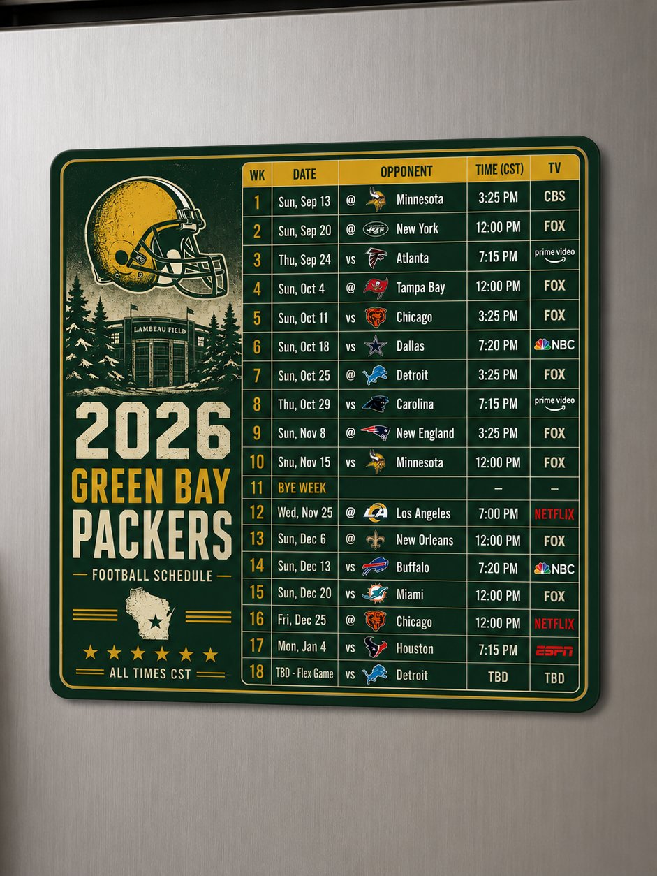 Green Bay Packers 2026 Schedule Magnet product image (2)