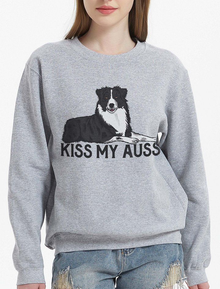 Kiss My Auss | Funny Sweatshirt for Australian Shepherd (Black and White) Dog Owners product image (2)