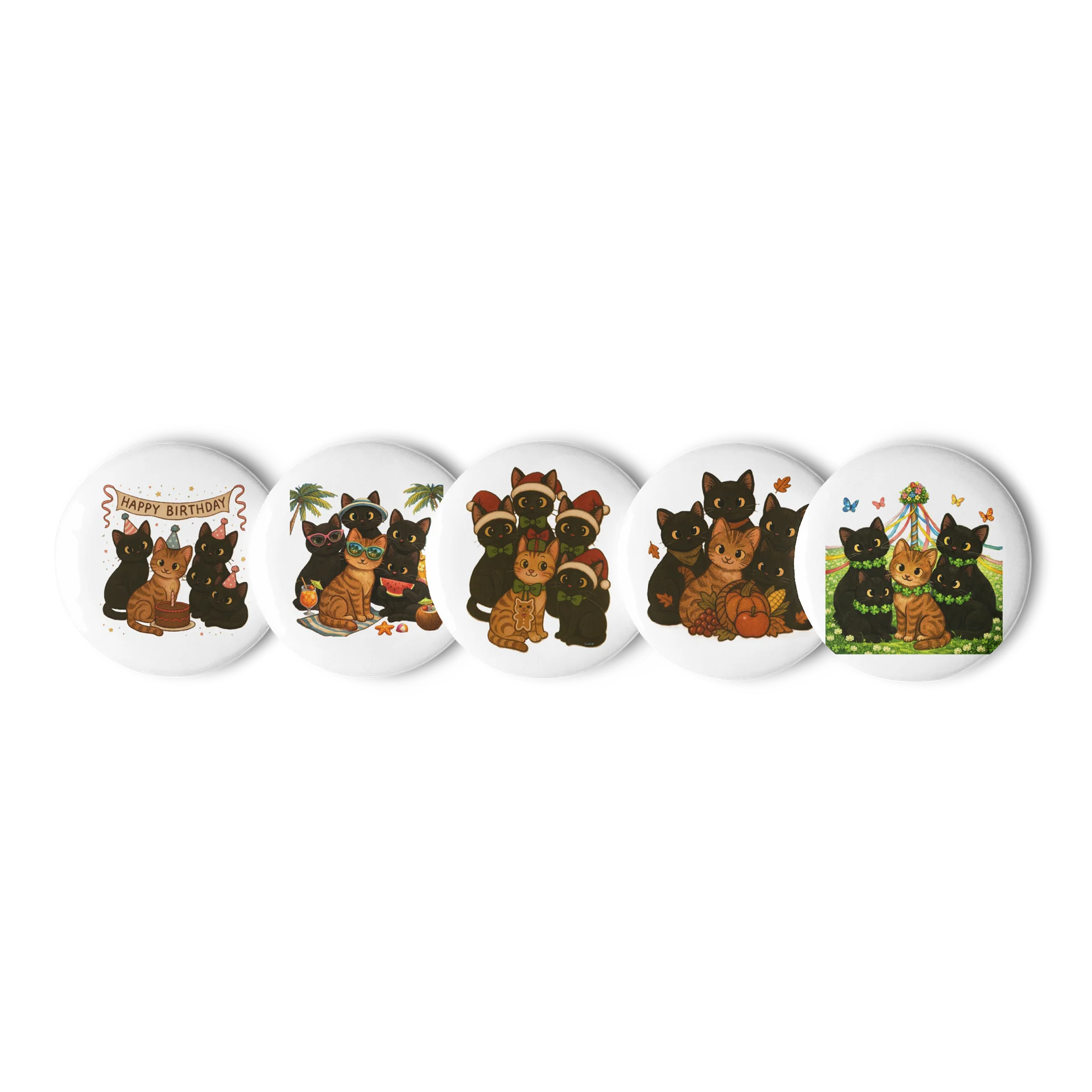 Cat Brigade seasons Pin Button Set product image (1)