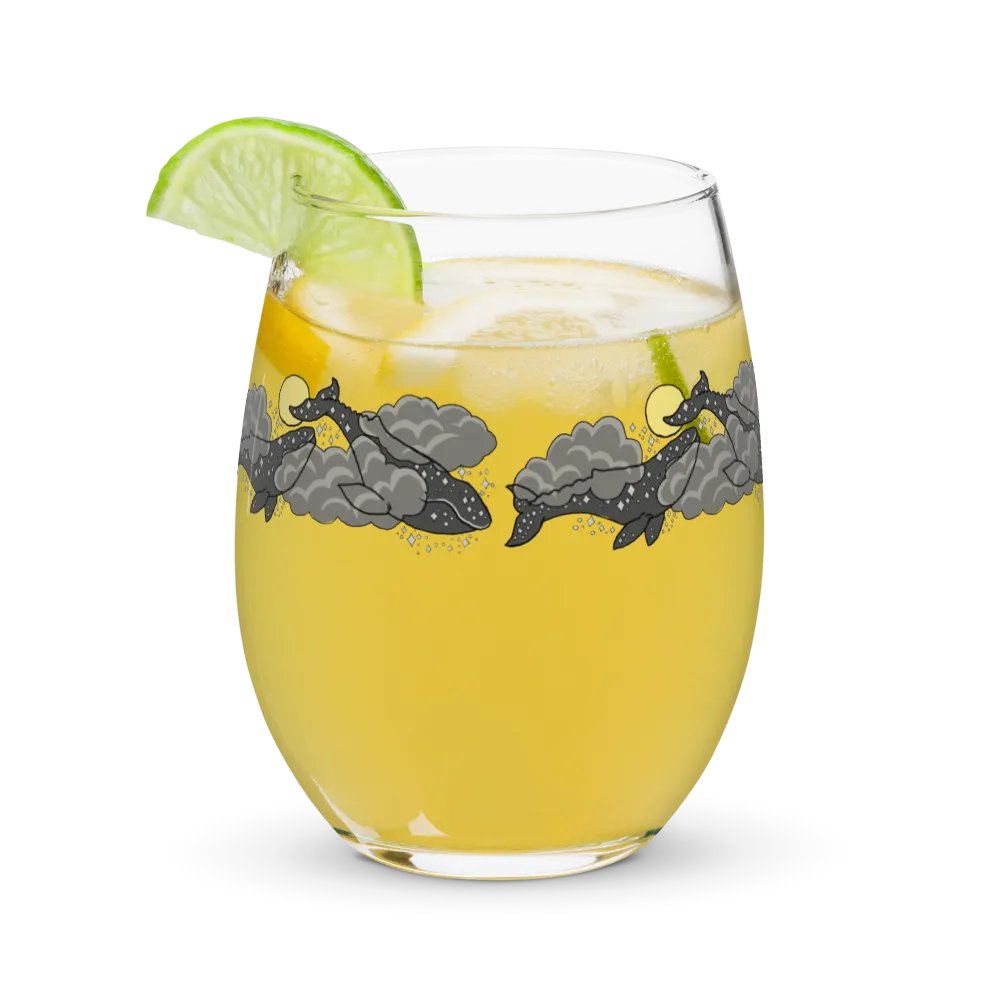 starry gray whale night sky stemless wine glass product image (9)