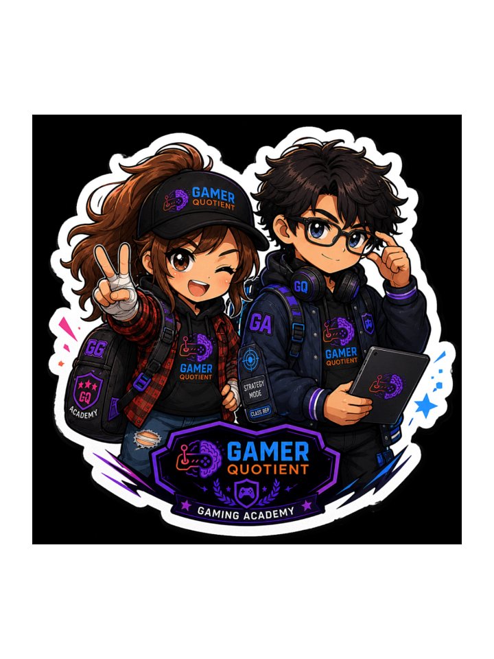 Guy & Quinn Team Up Kiss-Cut Sticker | Gamer Quotient x Gaming Academy Mascot Duo product image (1)