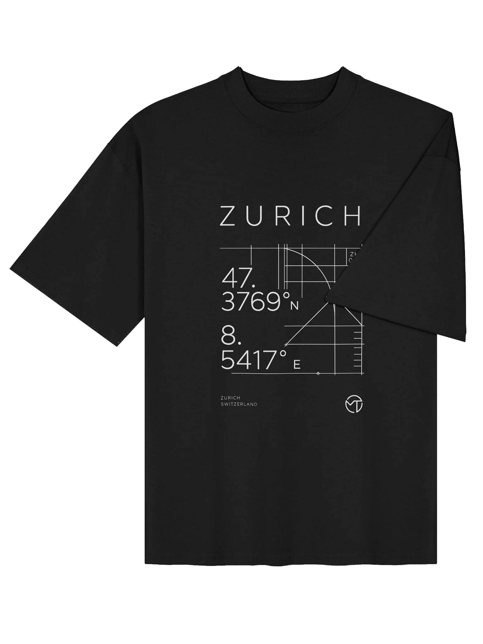 ZURICH Coordinates Tee – Swiss Geometry Premium T-Shirt product image (7)