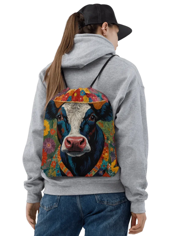 Blooming Cow All-Over Drawstring Bag product image (3)