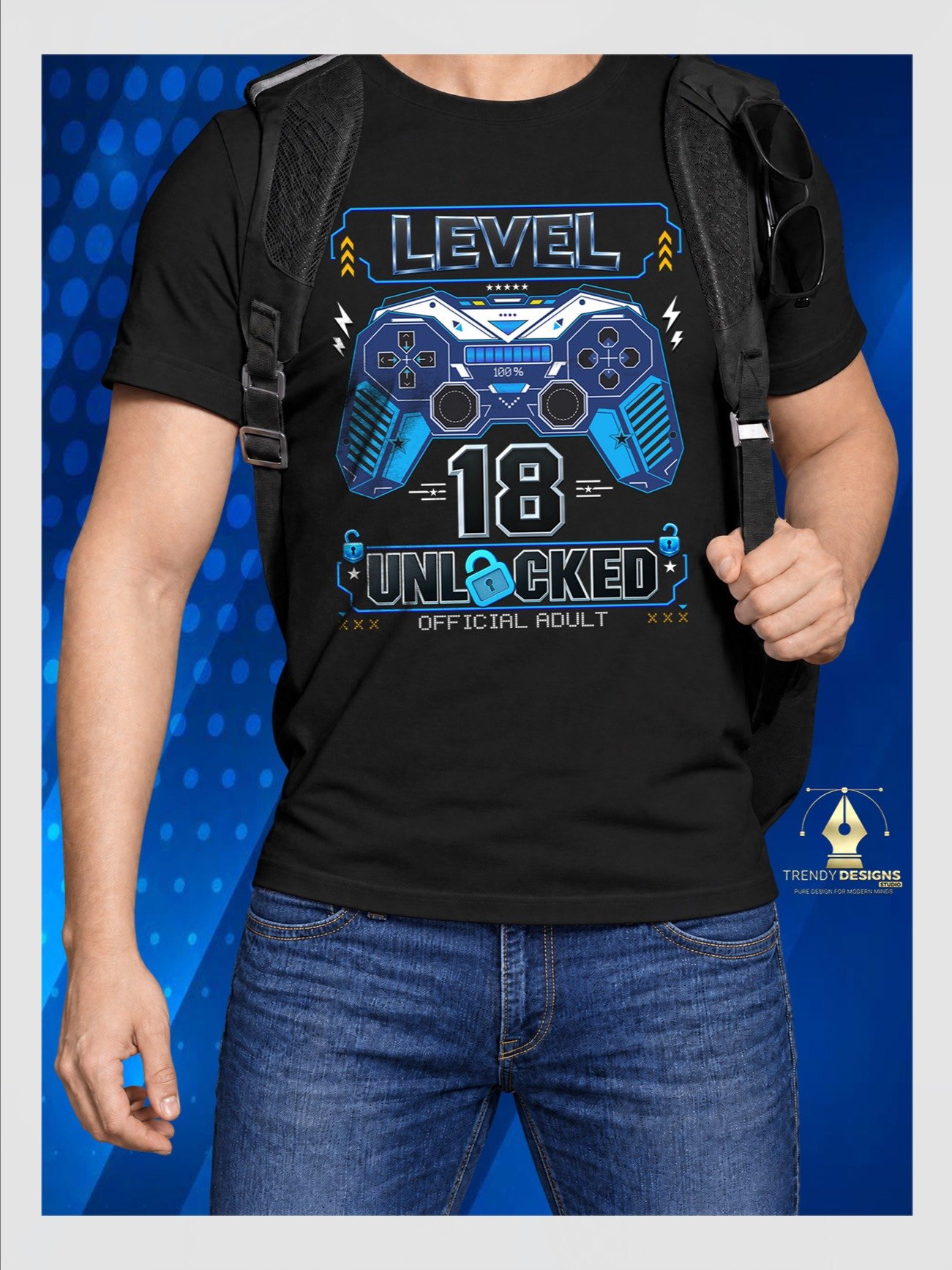 Level 18 Unlocked 18th Birthday Gamer T-Shirt product image (1)
