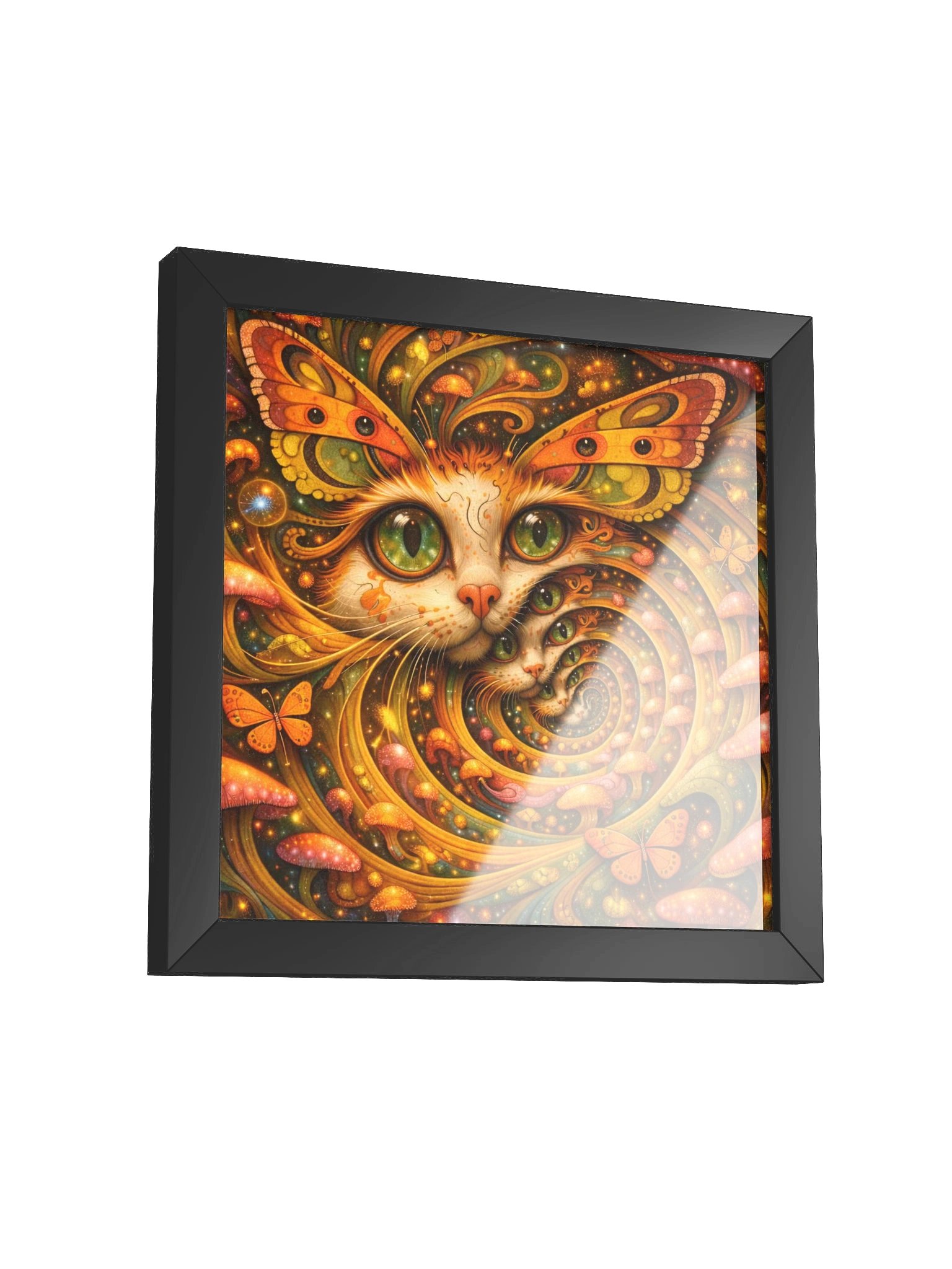 Psychedelic Organic Spiral Cat – Surreal Butterfly Fantasy Wall Art product image (3)