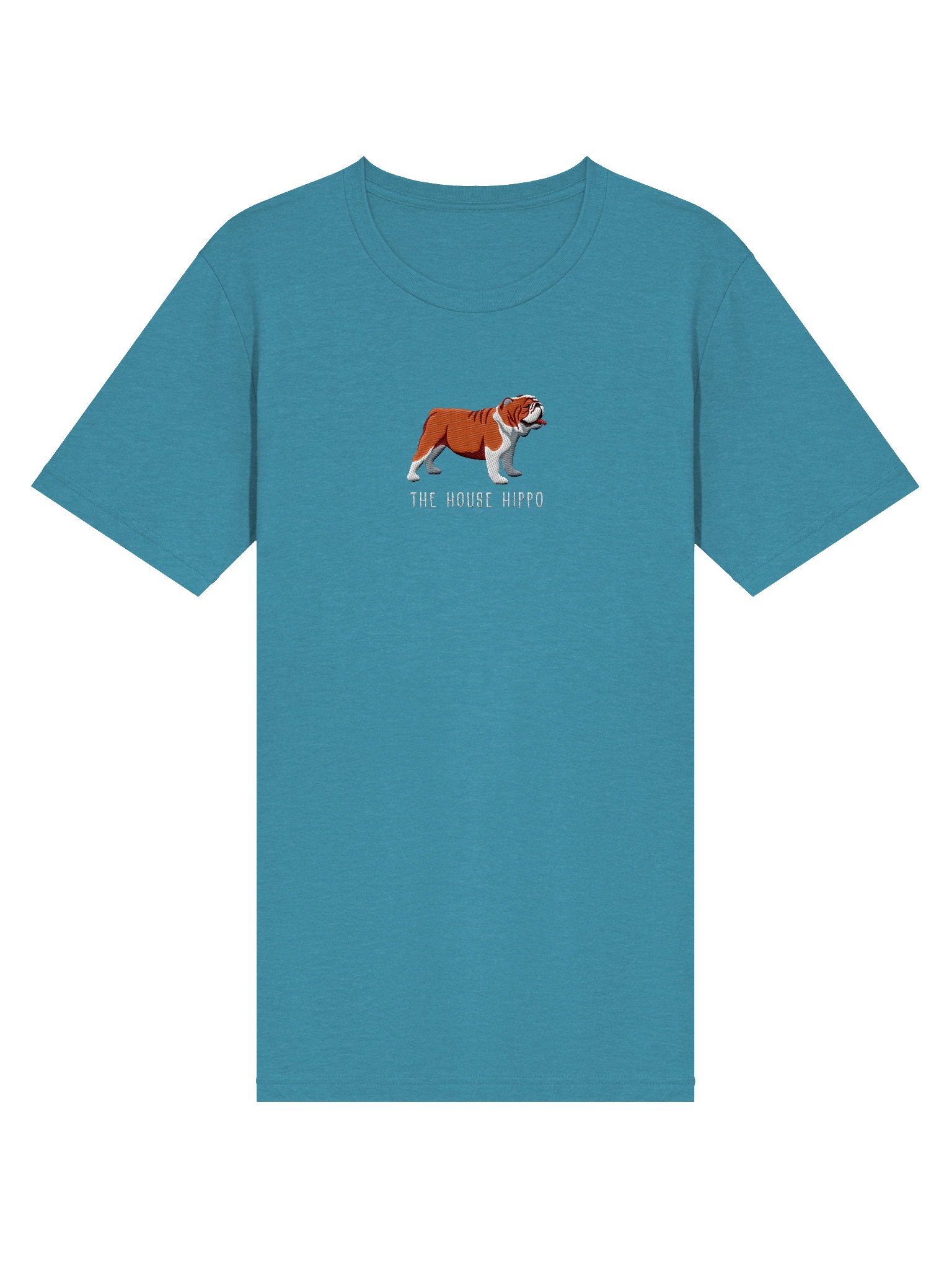 The House Hippo T-Shirt(Embroidered) of an English Bulldog(Red & White) product image (63)