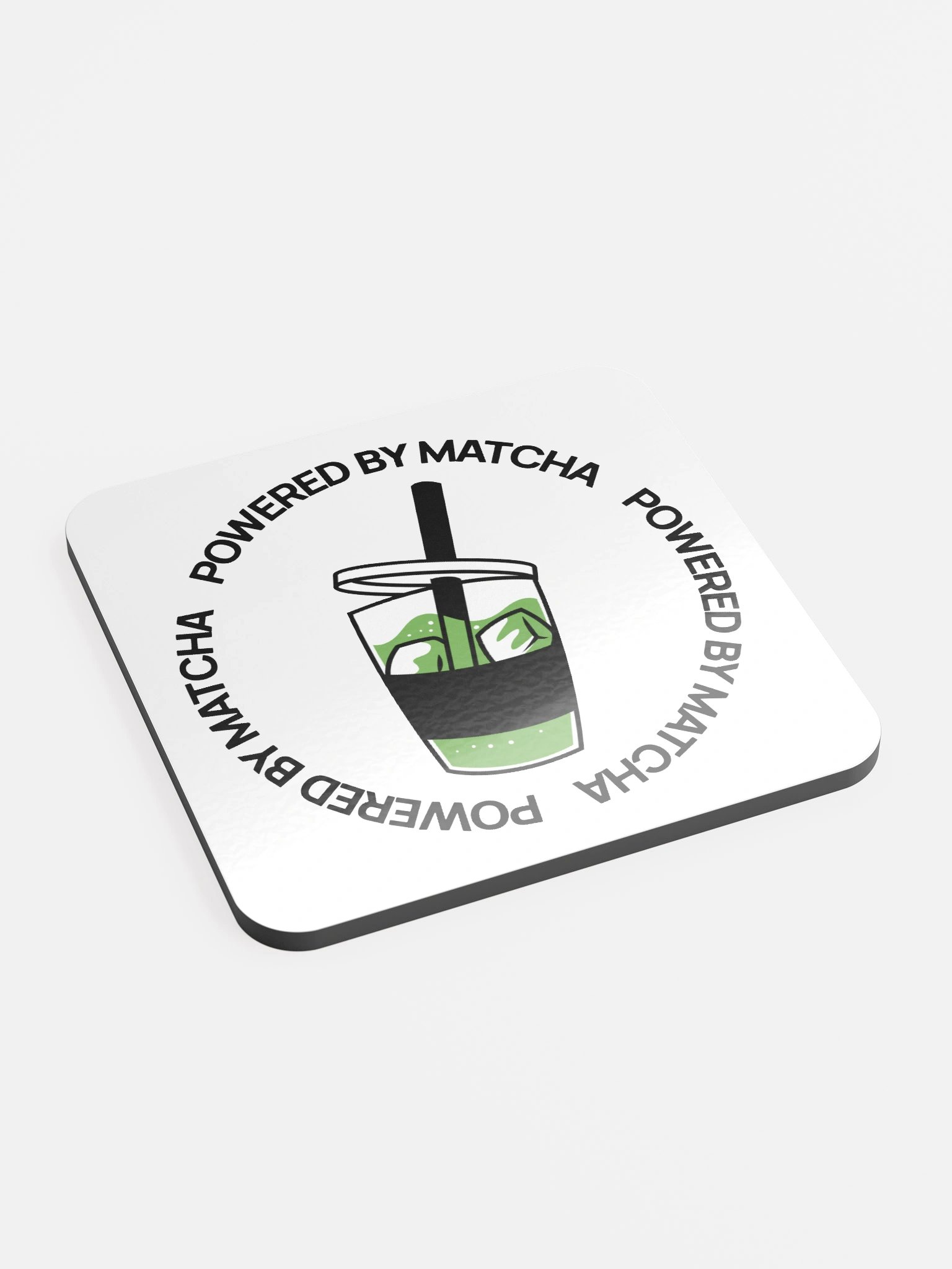 Powered By Matcha Light Glossy Cork Coaster product image (3)
