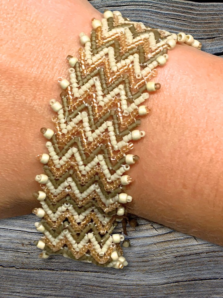 Beaded Chevron Bracelet - Cozy Neutral - *Small* product image (1)