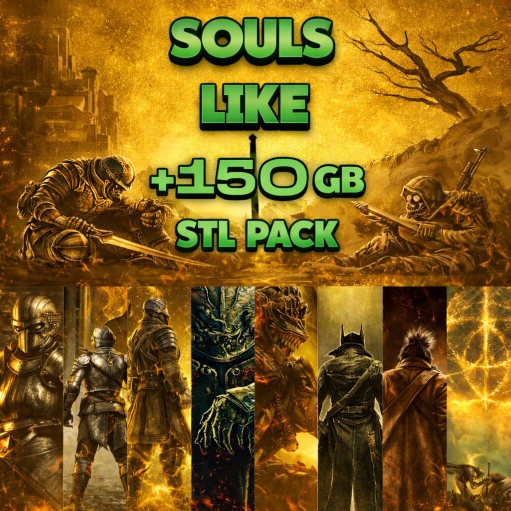 Souls-Inspired STL Bundle for 3D Printing | 150GB Fantasy Characters, Bosses & Armor Models | Resin & FDM Ready | Fan Art Collection Download product image (1)