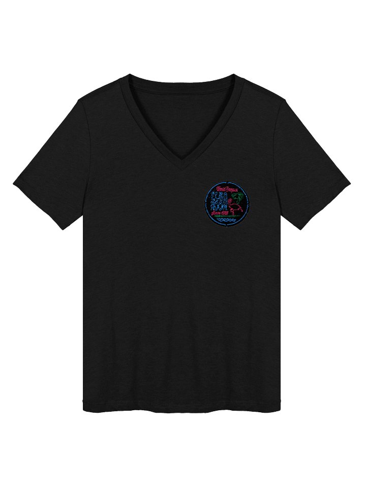 Elbo Room World Famous Neon Flamingo Women's V-Neck | Core Black product image (6)