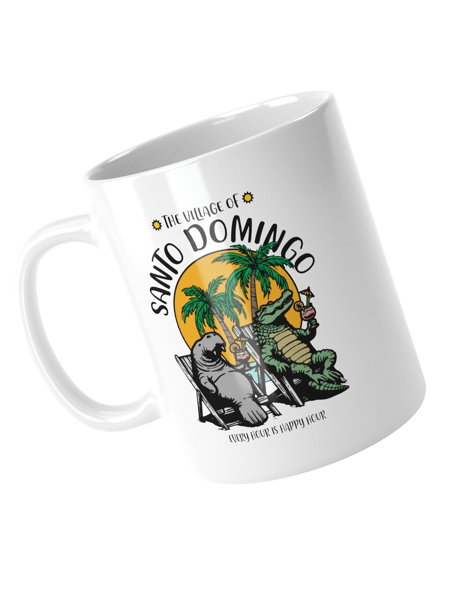 The Village of Santo Domingo TV Florida USA Fun Manatee Alligator Design Coffee Mug product image (10)