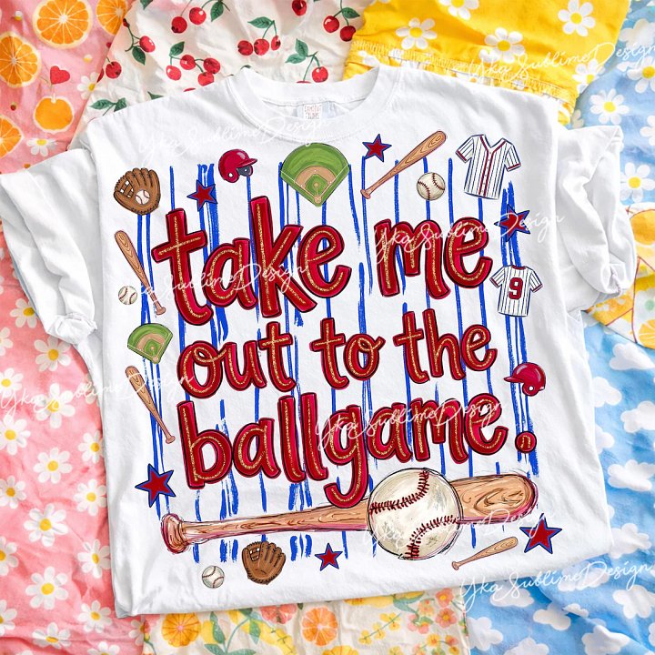 Take Me Out to the Ballgame Shirt - Retro Baseball Season 2026 Doodle Tee - Vintage Game Day Aesthetic Apparel product image (1)