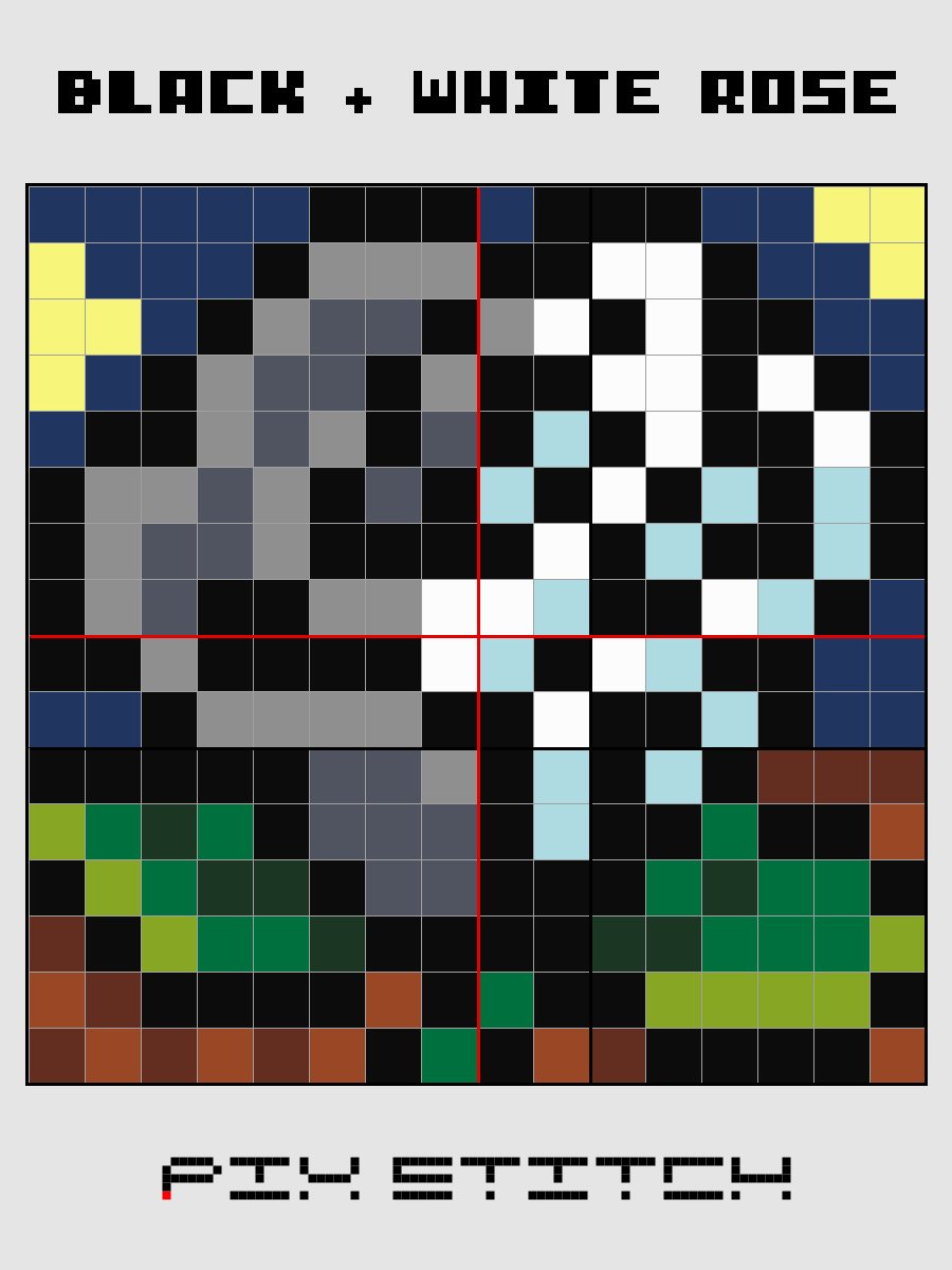 Black and White Rose Pixel Art product image (2)