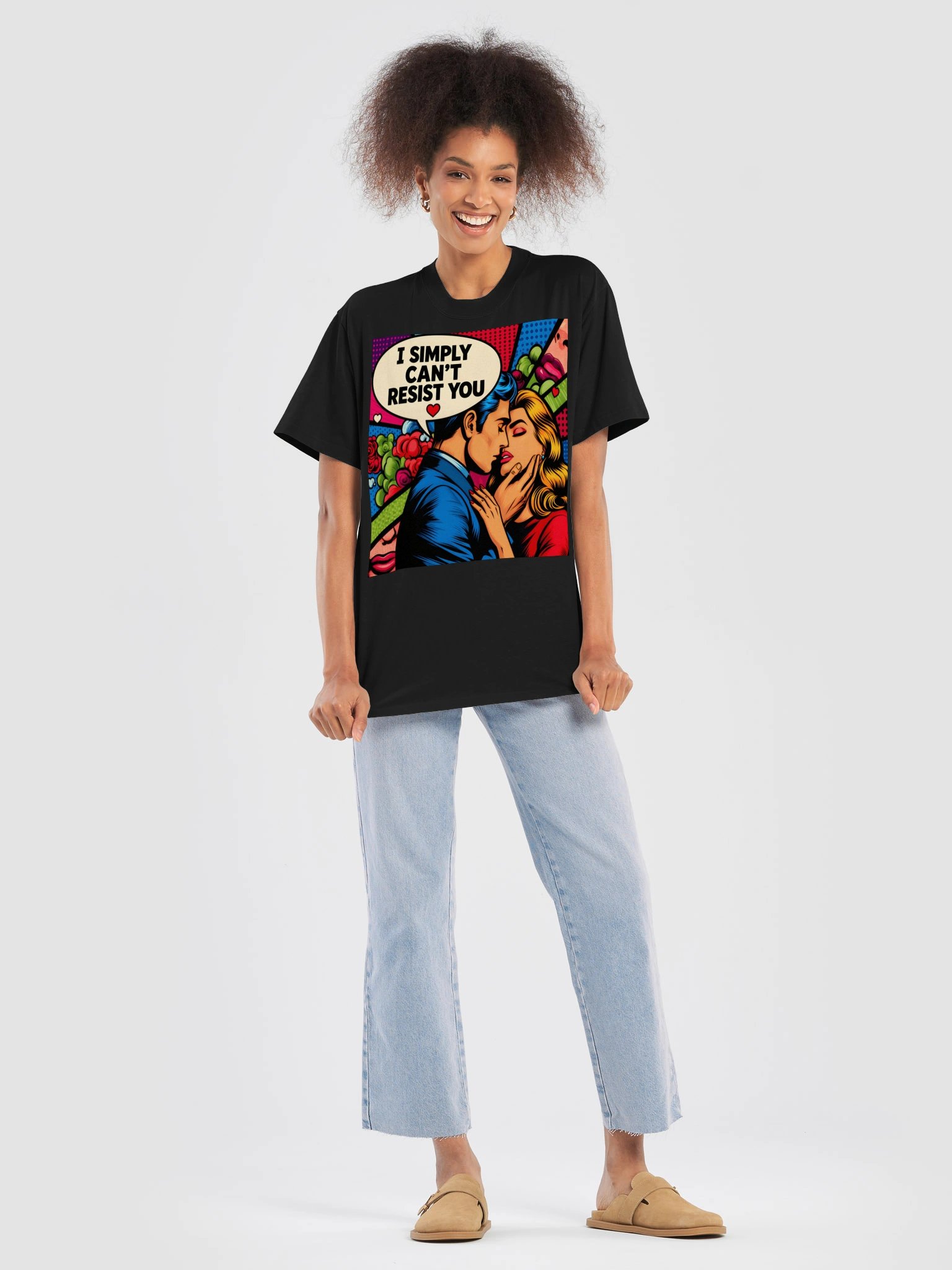 I Simply Can't Resist You | Oversized Pop Art T-Shirt | Retro Comic Couples Tee product image (8)
