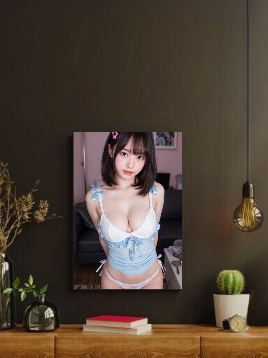Kawaii Pastel Blue Girl 8x10 Metal Wall Art – Japanese Model Metal Poster product image (2)