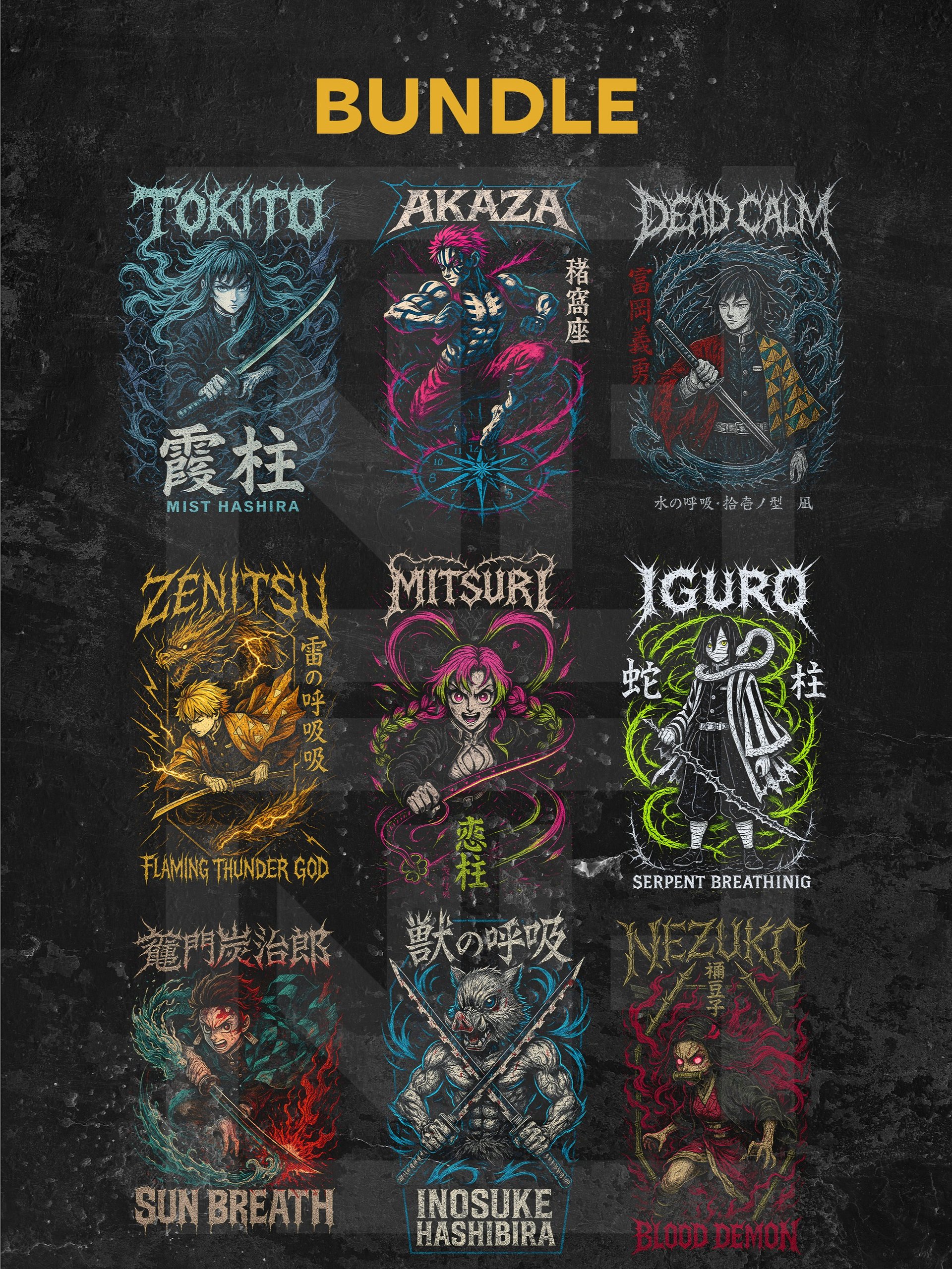 9-Piece Demon Slayer Anime Merch Design PNGs product image (1)