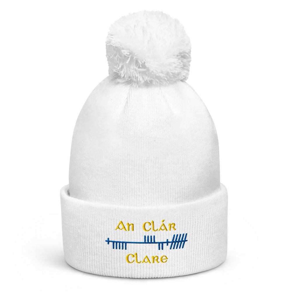Clare/An Clár, Orthodox Style Ogham embroidered Pom-Pom Beanie product image (1)