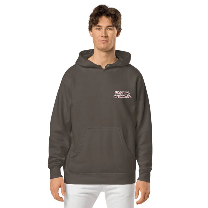Habitual Instigator (L.C. maroon bubble design) embroidered pigment hoodie product image (2)