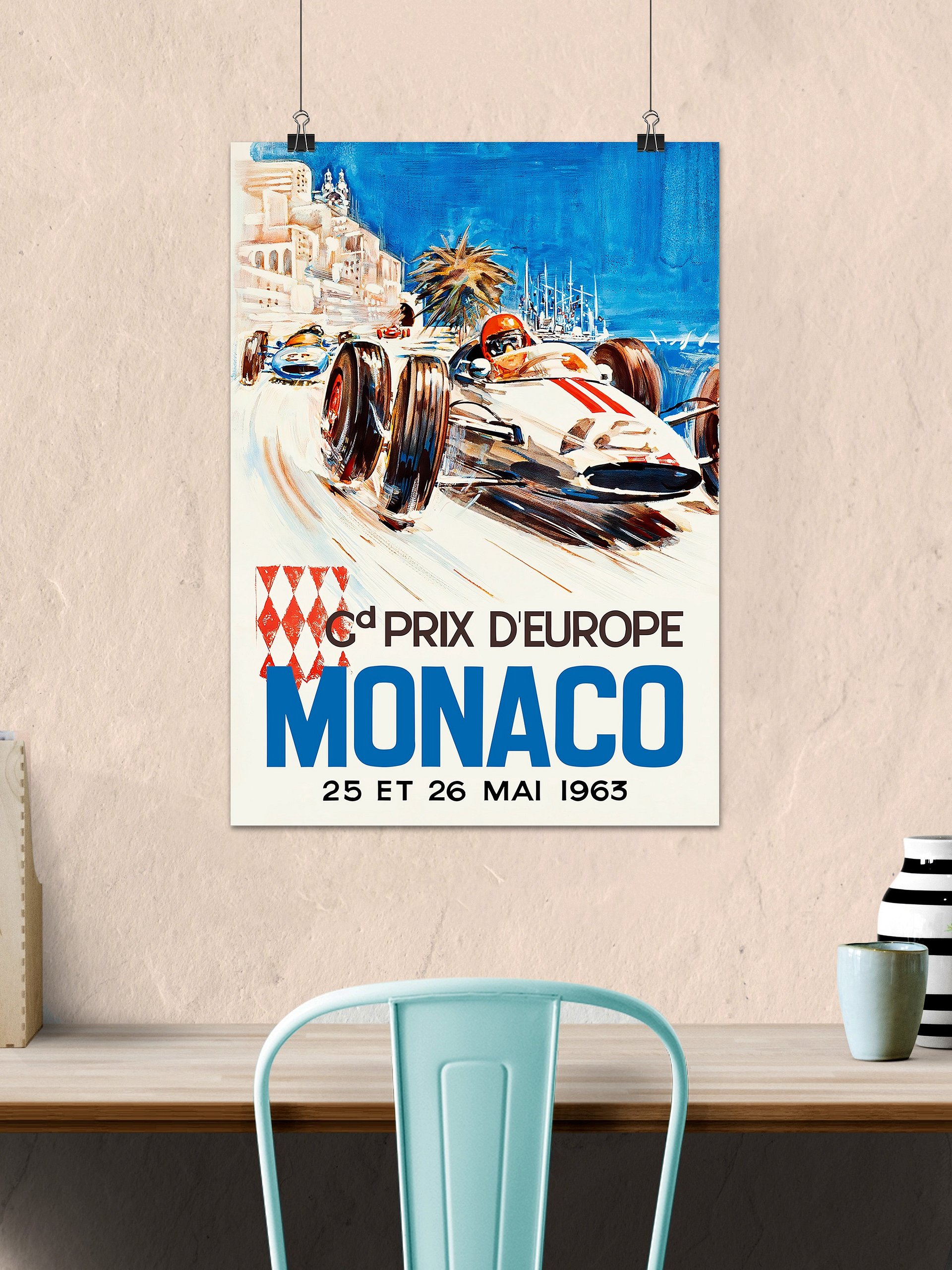 Monaco Vintage F1 Grand Prix, 1963 poster — Vintage Formula 1 poster, Monaco Grand Prix poster, retro travel poster product image (2)