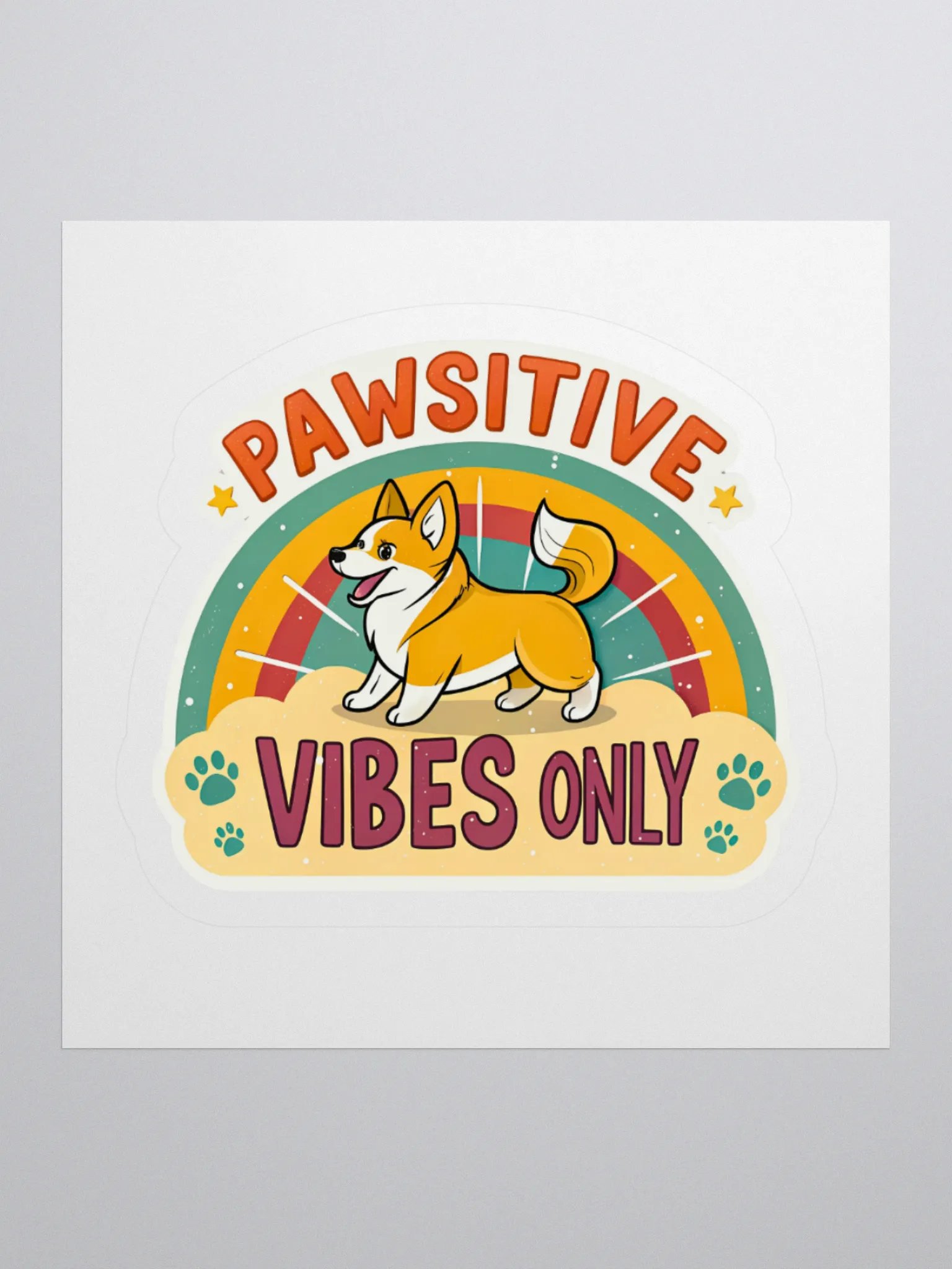 Pawsitive Vibes Corgi Kiss Cut Stickers product image (1)