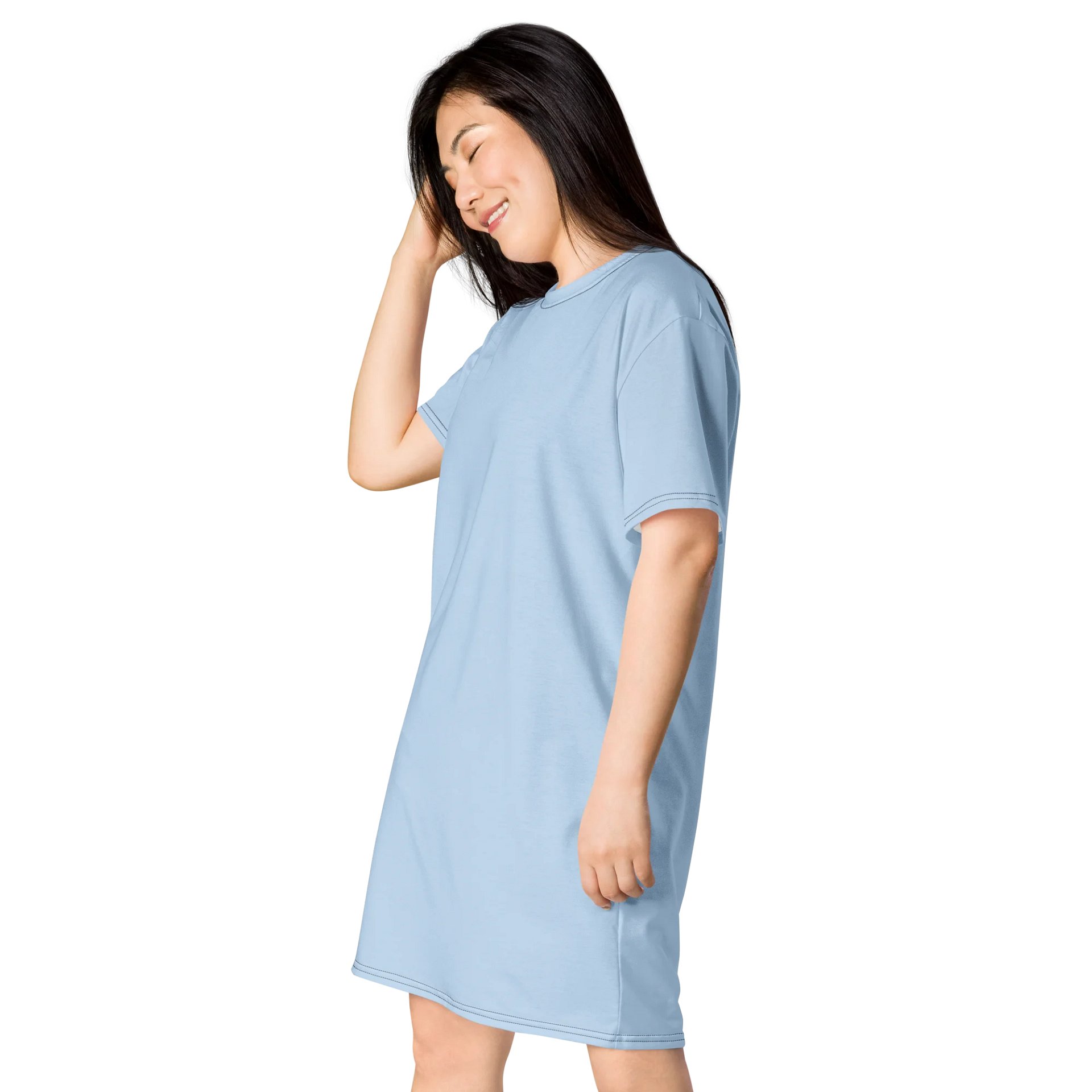 Oversized T-Shirt Dress - Delicate Pattens Blue, Sizes 2XS-6XL product image (3)
