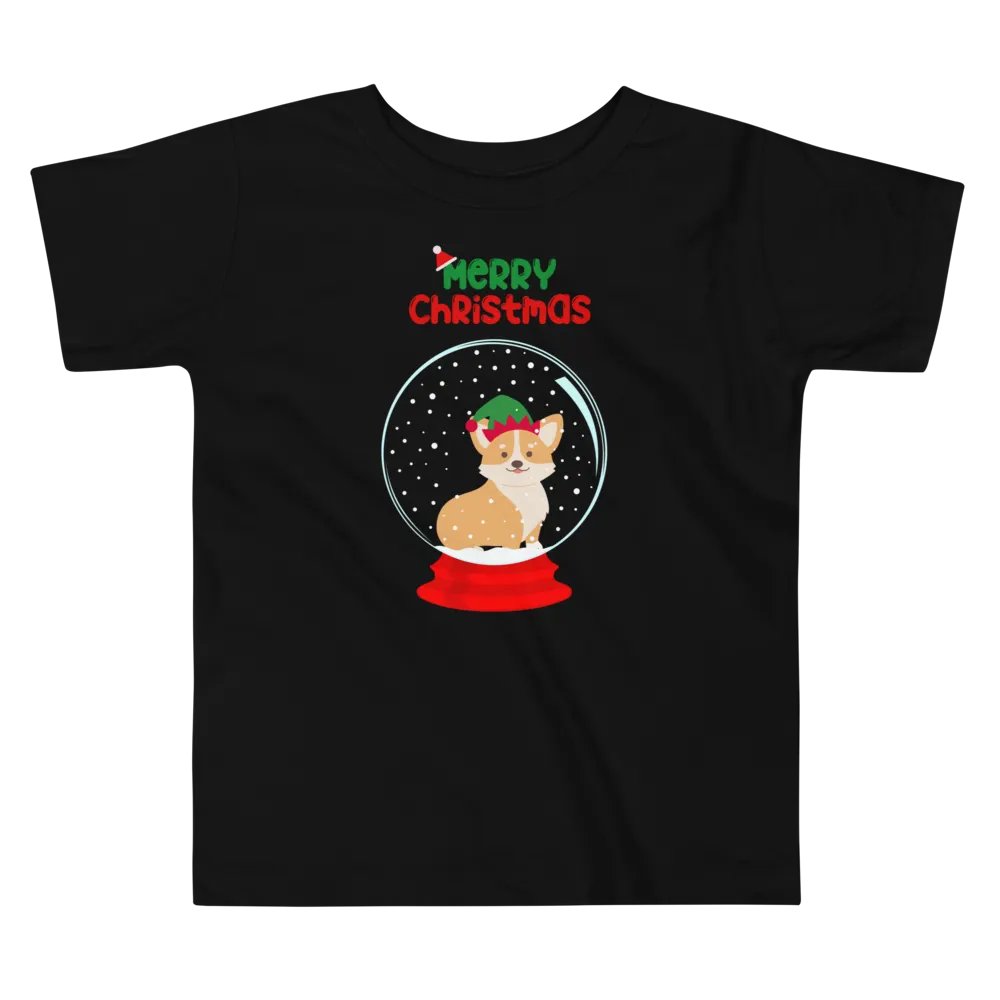 Merry Christmas Corgi Snow Globe Toddler T-Shirt product image (3)