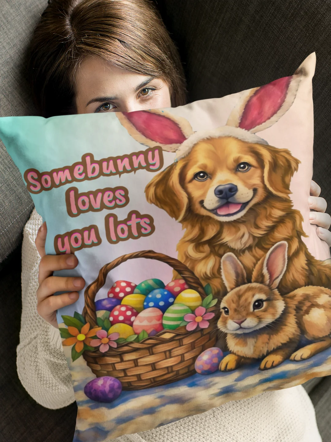 Somebunny Loves You Lots Easter Pillow product image (12)