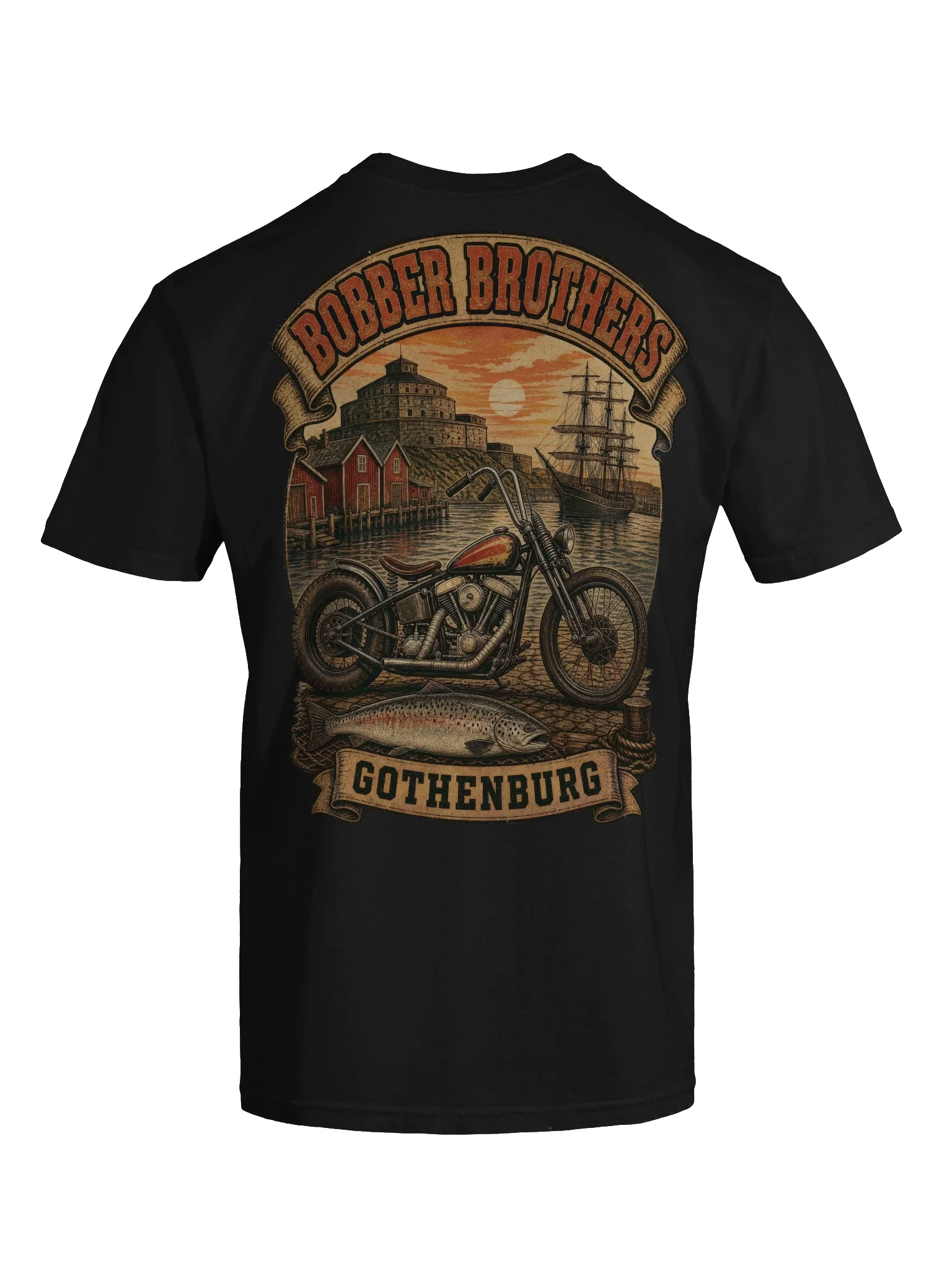 Göteborg motorcycle t-shirt design by Bobber Brothers