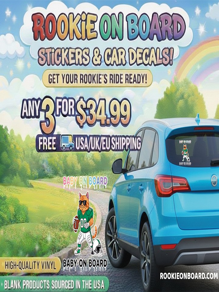 Funny Cat Football Baby on Board Sticker - 5x5 Weatherproof Vinyl Car Decal - Cute Sporty Cat Tailgate Decor - Premium Outdoor Grade Safety Sign for SUVs & Jeeps product image (2)