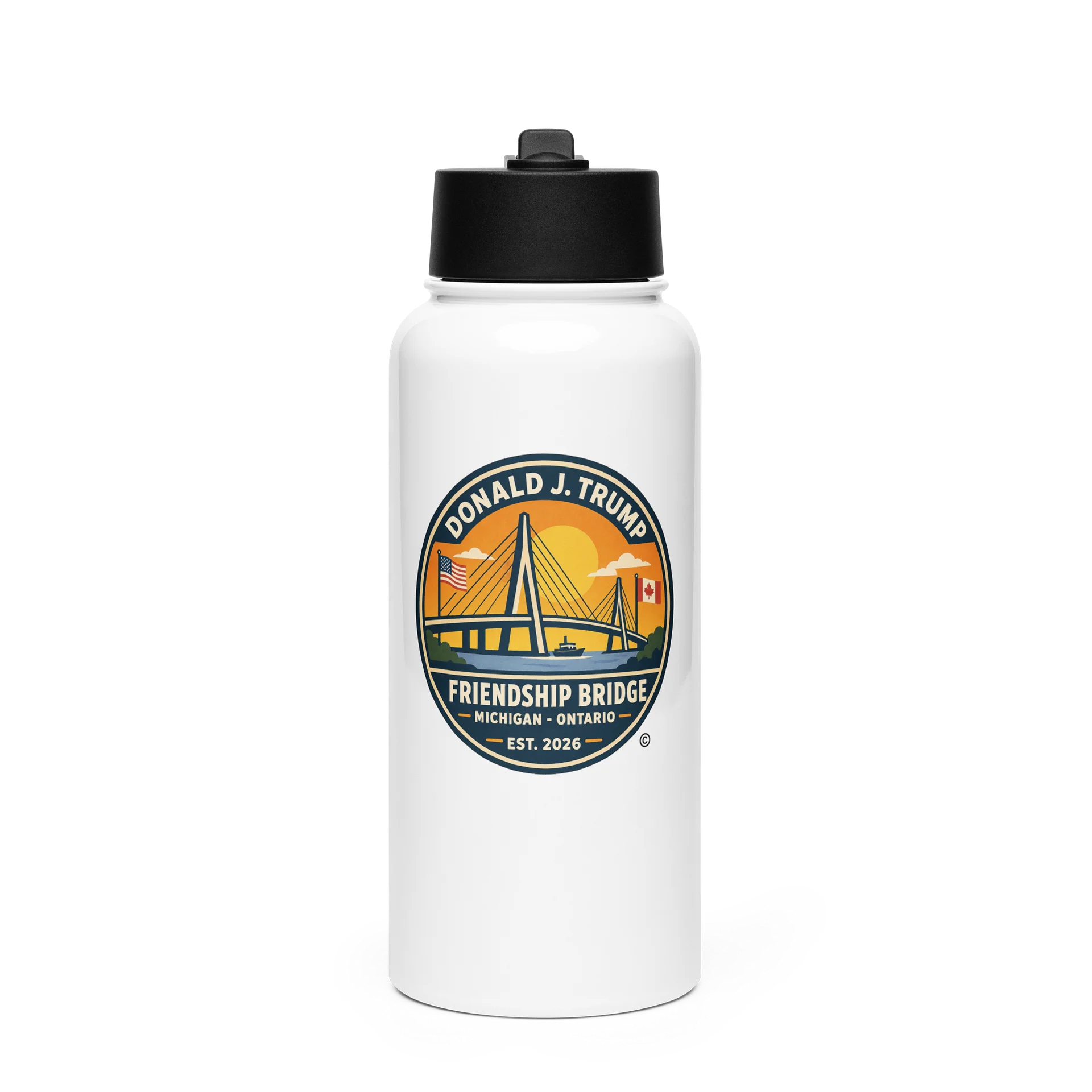 Stainless Steel Water Bottle with a Straw Lid - Donald J. Trump Friendship Bridge™ product image (1)