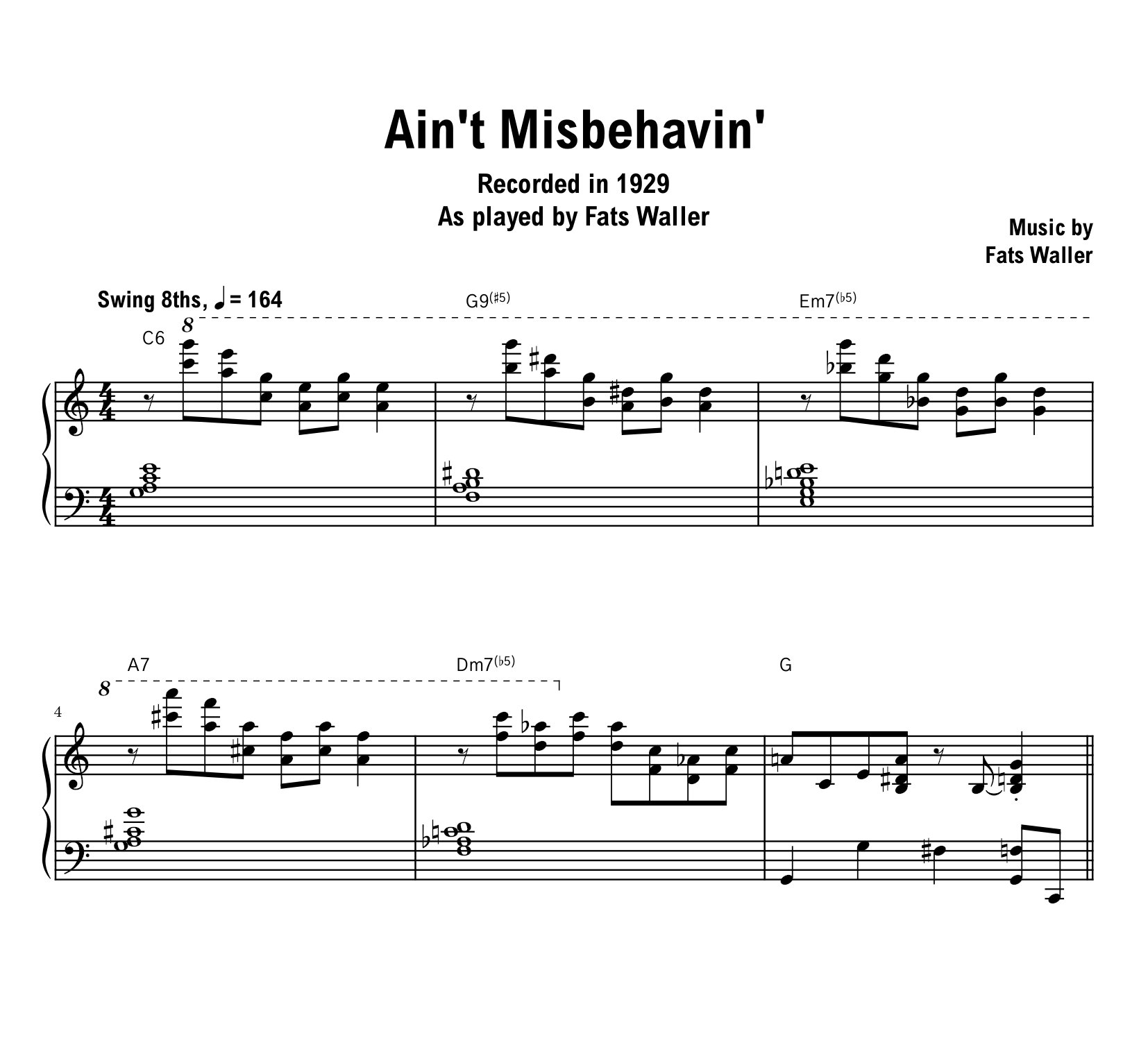 Fats Waller - Ain't Misbehavin' (1929) - Sheet music (PDF) product image (1)