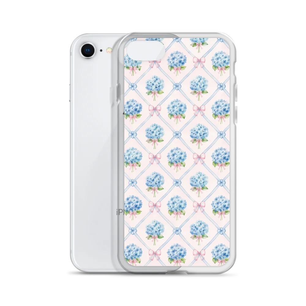 Blue Hydrangea Bow Clear iPhone Case product image (55)