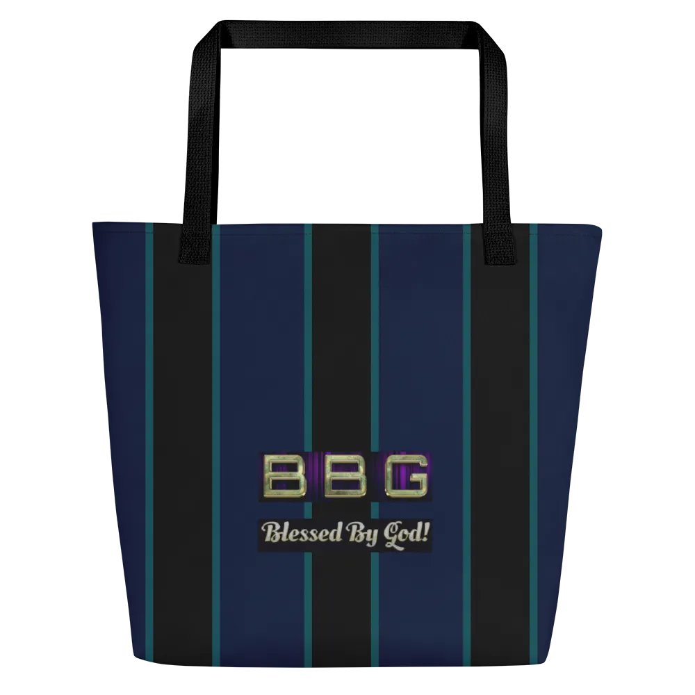 Purple and Black Striped BBG Tote Bag with Pocket product image (2)