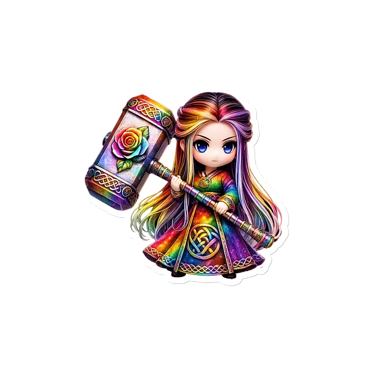 Rainbow Chibi Warrior Die-Cut Magnet product image (2)