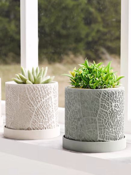 Leaf Textured Planter Pot with Drip Tray product image (2)