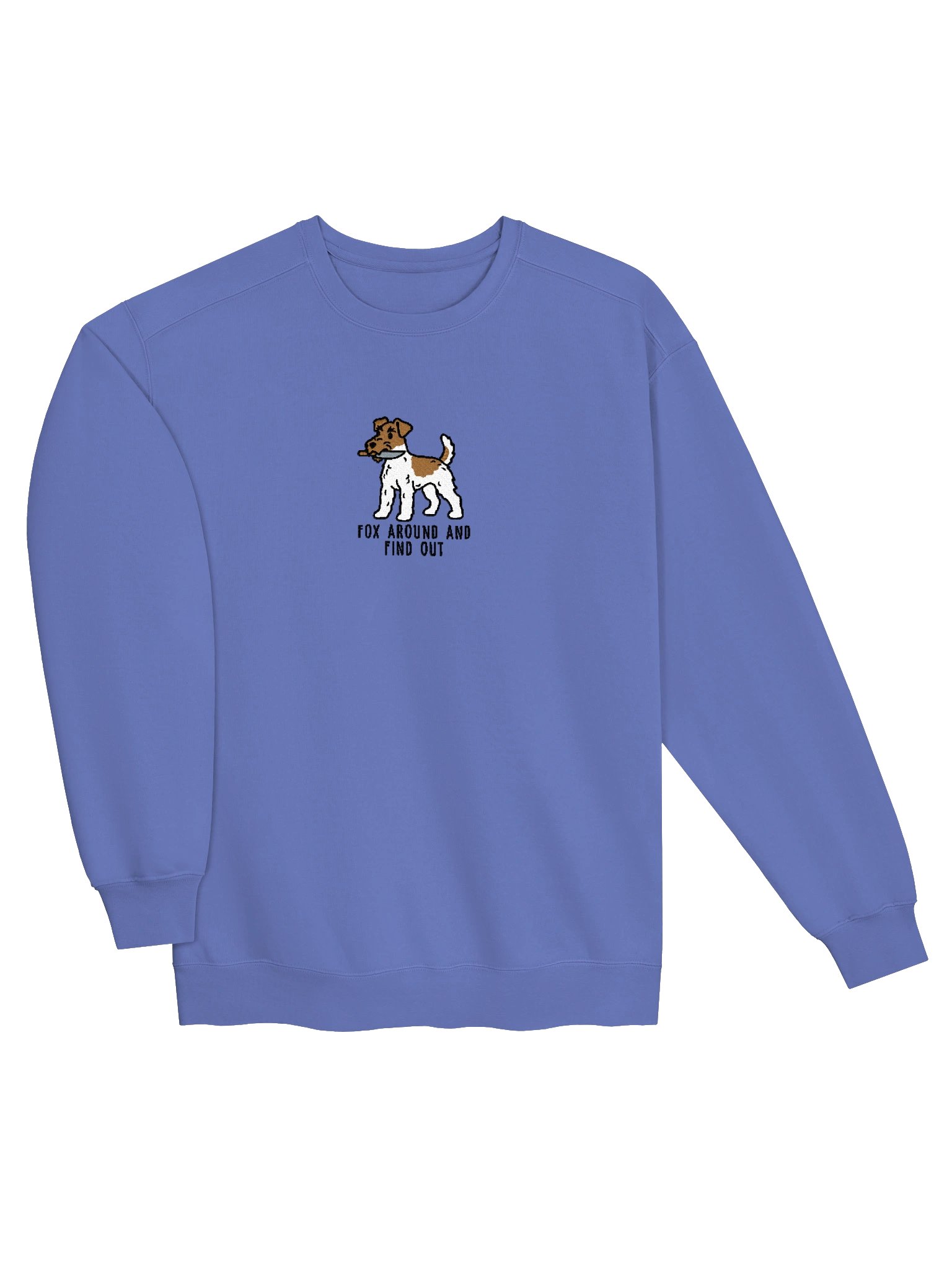 Fox Around and Find Out Funny Chibi-Style Embroidered Premium Sweatshirt for Wire Fox Terrier(Tan & White) Owners product image (11)