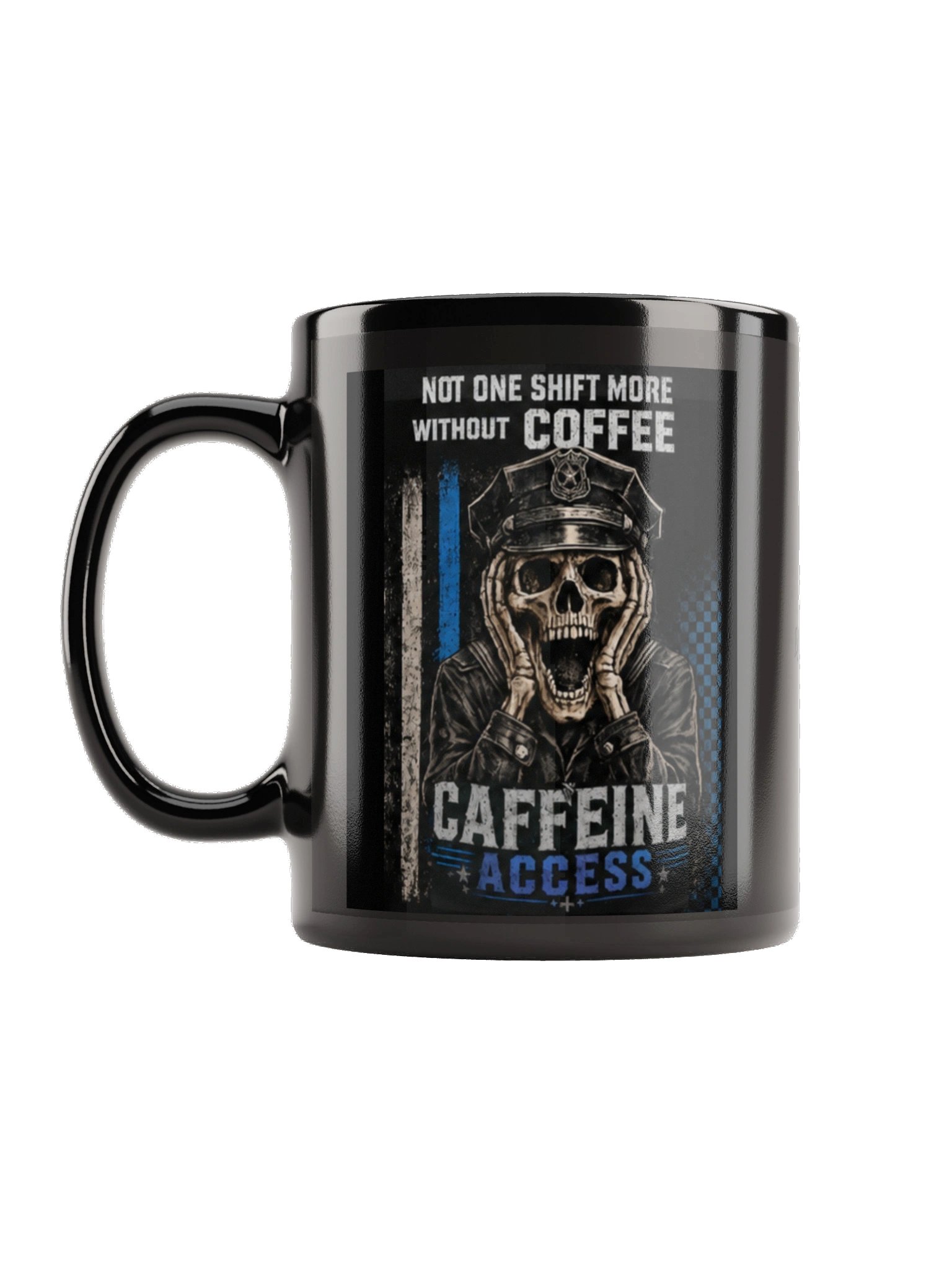 Funny Police Coffee Mug | Thin Blue Line Skull Cup | 11oz & 15oz product image (1)