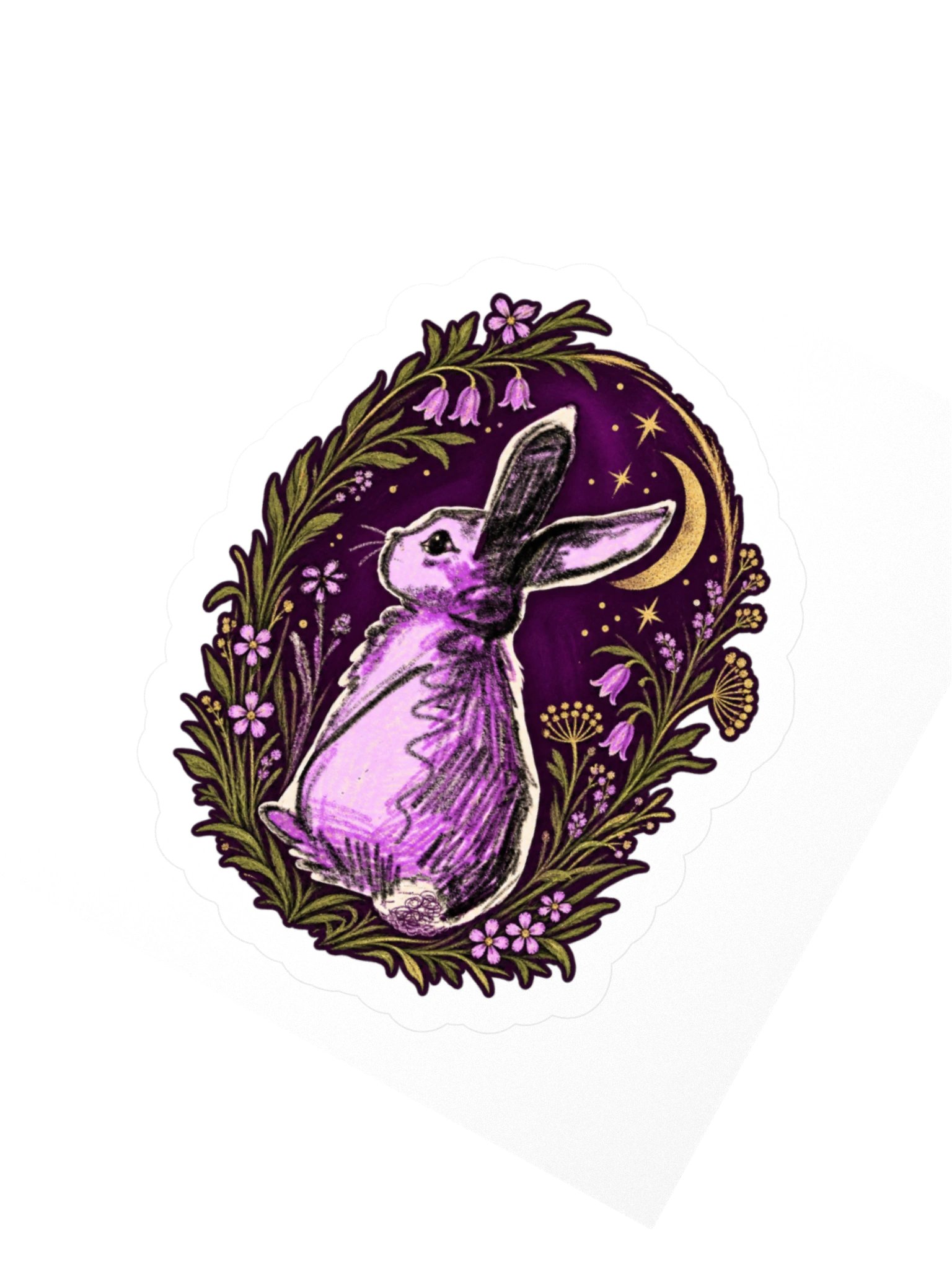 Moonlit Rabbit Floral Kiss Cut Sticker product image (4)