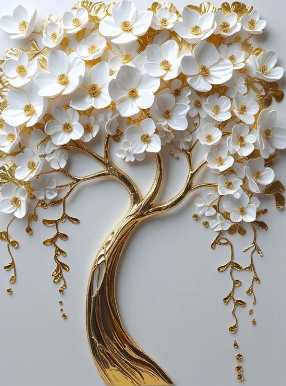 White Orchid Tree Wall Art product image (1)