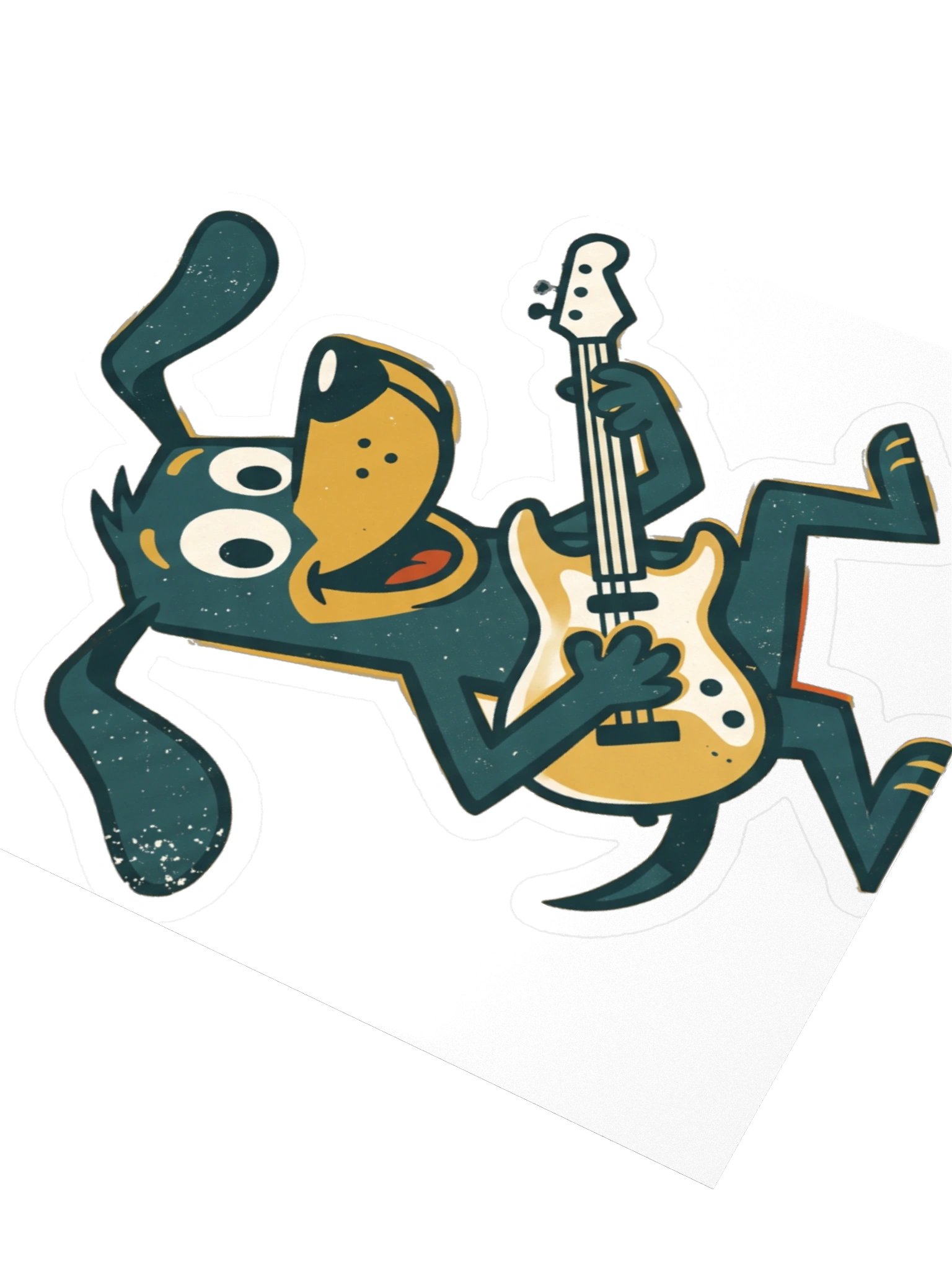 Retro Dog Playing Bass Guitar Sticker – Vintage Cartoon Bassist Decal for Laptop, Guitar Case & Water Bottle product image (7)